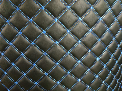 Коврики Люкс 3D черная экокожа и синяя отстрочка