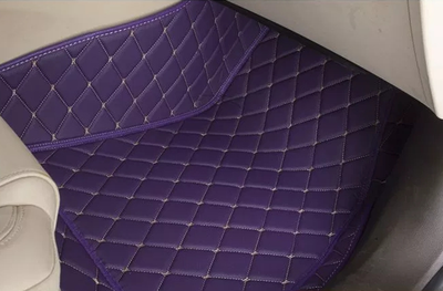 Коврики Премиум 3D фиолетовая экокожа с бежевой отстрочкой