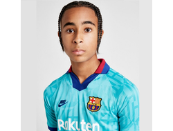 Футбольная форма ФК Барселона 2019-2020 гостевая детская лазурная (комплект футболка+шорты)