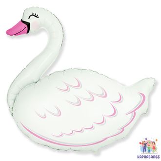 Шар фольга Лебедь 102 см ( шар + гелий + лента)