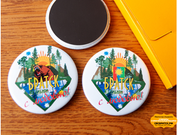 Магнит круглый 56мм "Братск - из сибири с любовью"