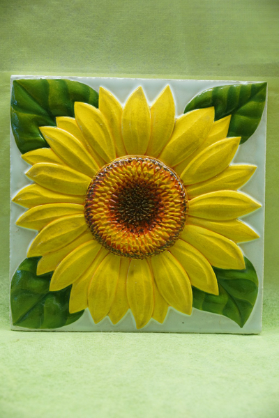 Изразцовая плитка "Подсолнухи" // 15*15