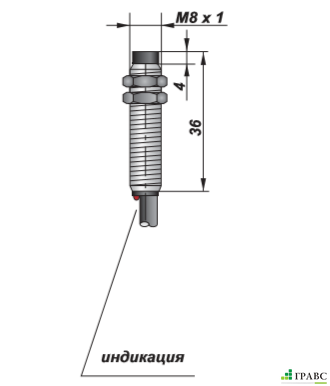 Индуктивный датчик цилиндрический с резьбой И84-NO-NPN (М8х1)