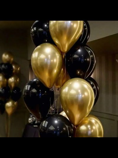 10 шаров золотых хром и черных шаров