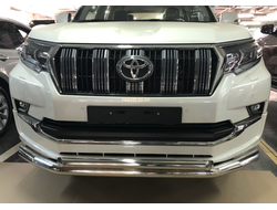 Защита переднего бампера двойная d76/60 для Toyota Land Cruiser Prado 150 Style (2018-...)