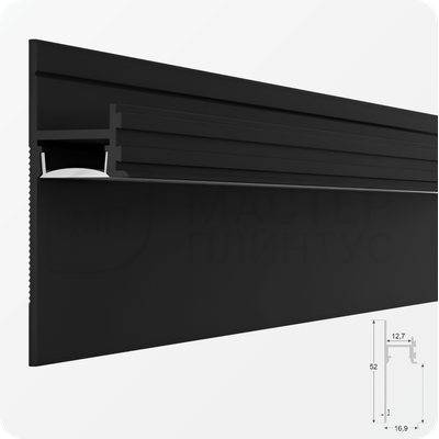 Теневой плинтус с подсветкой ПО-195 Черный