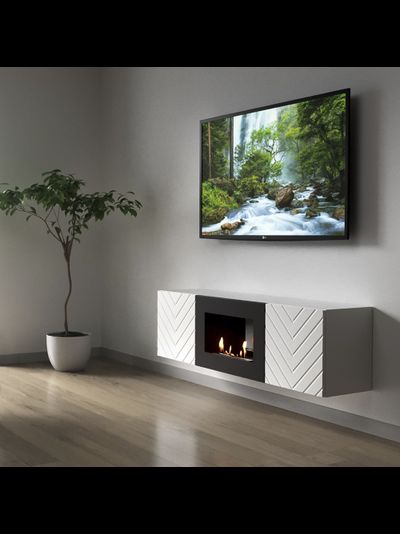 Тумба с биокамином Firelight BFP/P-1400V белая