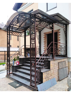 Металлический козырек арочный 2 х-уровневый с графичным орнаментом (артикул МКК14)