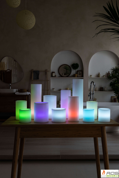 Большой набор LED свечей с парафиновыми плафонами, "Цветной"