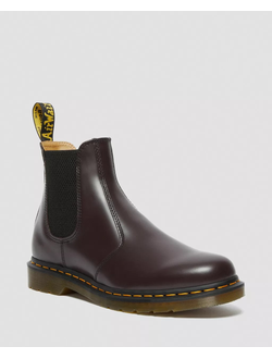 Челси Dr Martens 2976 Yellow Stitch Smooth Leather Chelsea Boots Dark Red