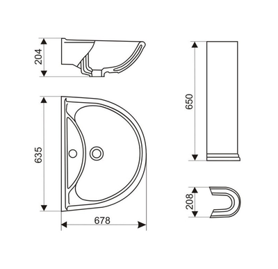 Цветная раковина умывальник на пьедестале Оскольская керамика Престиж цвет синий