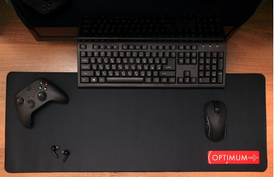 Большой игровой коврик для мыши Optimum, черный с логотипом