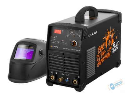 Инвертор для аргонодуговой сварки TIG 200Р REAL АС/DC  (E201В) Black (маска+педаль+перчатки)