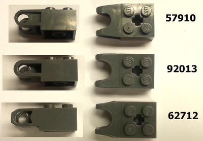 ! Б/У - Technic, Brick Modified 2 x 2 with Ball Socket and Axle Hole - Angled Forks with Flat Ends and Open Sides, Dark Bluish Gray (62712 / 4524353) - Б/У