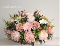 Необычная композиция кофейного оттенка из искусственных цветов № КВВ039 - интерьерный букет купить