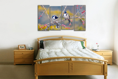Модульная картина "Свирестелы на веточке"