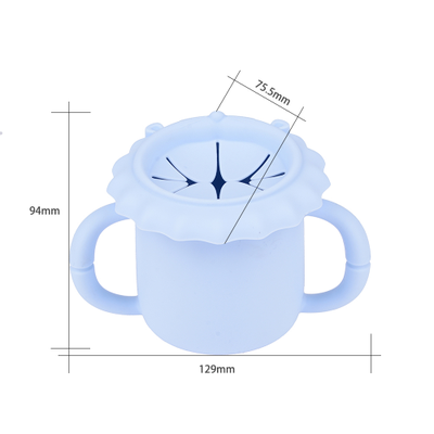 Поильник детский и снэк-стакан 3 в 1 из пищевого силикона Голубой