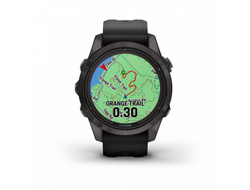 Умные часы Garmin Fenix 7S PRO Sapphire Solar титановый угольно-серый DLC с силиконовым ремешком