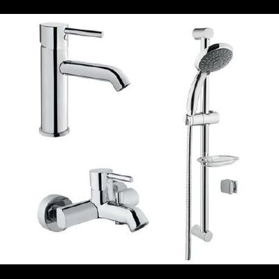 Набор смесителей  3 в 1 VitrA Minimax S (смеситель для раковины, смеситель для ванны и душа, душевой гарнитур 5-режимный), A49153EXP