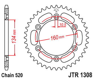 Звезда ведомая JT JTR1308.43 (JTR1308-43) (R1308-43) для Honda Road