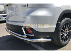 Защита заднего бампера угловая двойная d60/42 для Toyota Highlander (2017-2020)