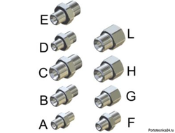 Переходник штуцер 1/4"; штуцер 3/8" нерж. 600 бар