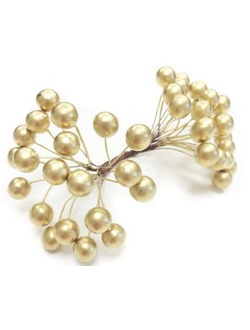 Рябина на ветке, цвет золото (упаковка 20 штук)