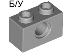 ! Б/У - Technic, Brick 1 x 2 with Hole, Light Bluish Gray (3700 / 4211440) - Б/У