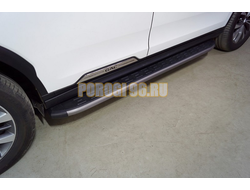 Пороги алюминиевые с пластиковой накладкой (карбон серые) 1820 мм ТСС для Gac GS8 2.0T 4WD 2019-2021