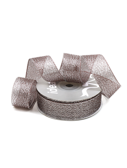 Лента метал. с люрексом/парча 25мм (черная, серебро), 22,8м