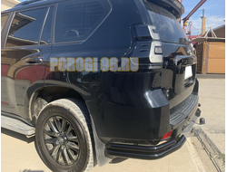 Защита заднего бампера угловая двойная с покрытием «раптор» d60/42 для Toyota Land Cruiser Prado 150 2017-