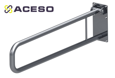 Поручень откидной для унитаза,  длина 800 мм настенный для унитаза двойной с фиксатором к стене