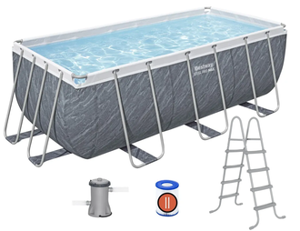 Прямоугольный каркасный бассейн Bestway Power Steel 412х201х122 см (56722) (мрамор)