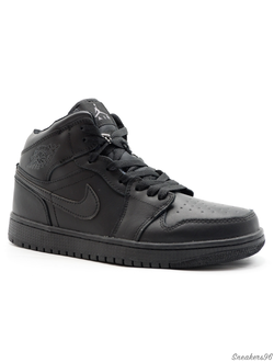 Nike Air Jordan 1 Retro all Black (с мехом) Мужские (40-45)