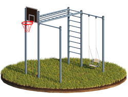 Спортивный комплекс 5 в 1 - Лестница, Турник, Рукоход, Подвесы для качели, Баскетбольный щит (UK-080)