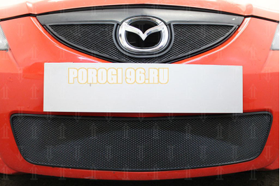 Защита радиатора Mazda 3 2006-2009 (седан) black верх
