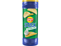 Чипсы Lays Stax Сметана и лук  в тубе 155,9гр (11 шт)