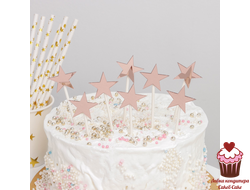 Набор топперов «Звезды», 8 шт, цвет розовый