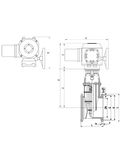 Задвижка чугунная с обрезиненным клином RSV61 DN65 PN10/16 с электроприводом 220В