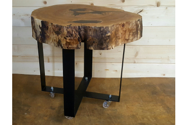 Столик из спила березы на металлических ножках.Работа spilcenter.com