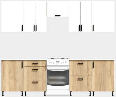 Кухня Эконом 2,4 метра (1200х1200) Цвет: Белый/Дуб Вотан