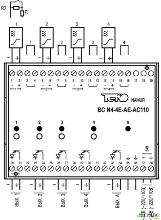 Блок сопряжения NAMUR BC N4-4R-AR-DC24