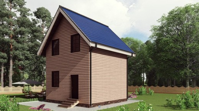 Двухэтажный каркасный дом с двумя спальнями 49м² (SK80)