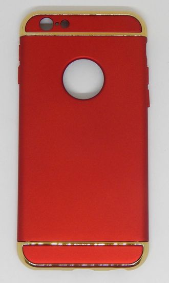 Защитная крышка iPhone 6plus с вырезом под логотип, золотисто-красная