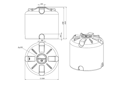 Размеры вертикальной емкости на 8000 литров TR8000