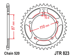 Звезда ведомая (46 зуб.) RK B4451-46 (Аналог: JTR823.46) для мотоциклов Suzuki