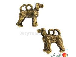 ПОДВЕСКА В ТИБЕТСКОМ СТИЛЕ "СОБАКА" - 14*13мм - АНТИЧНАЯ БРОНЗА