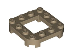 Plate, Modified 4 x 4 with Rounded Corners, 4 Feet and 2 x 2 Cutout, Dark Tan (79387 / 6385767)