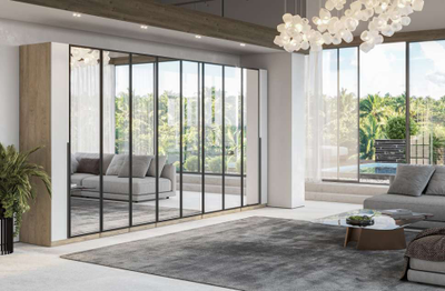 Этна шкаф Ш 57*100 Дуб эндгрей/Софт грей с зеркалами