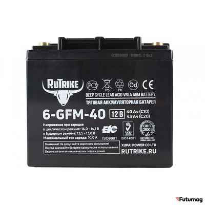 Аккумуляторная батарея RuTrike 6-GFM-40 (12V43A/H C20)